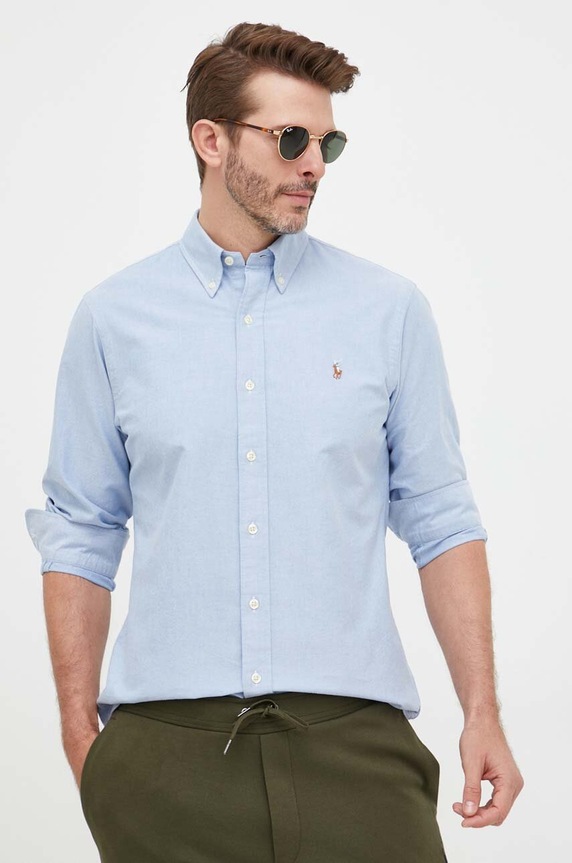 Polo Ralph Lauren koszula bawełniana bawełna niebieski 710792041