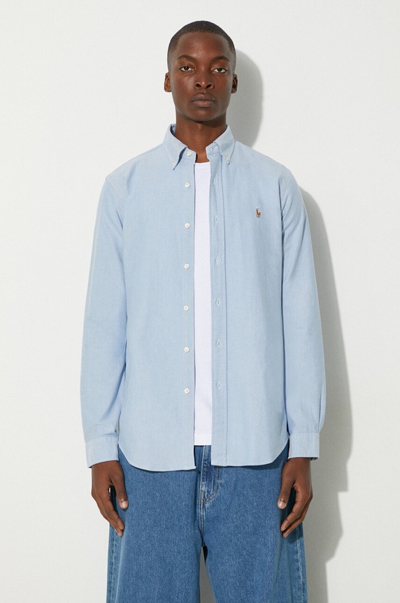 Polo Ralph Lauren camicia in cotone regolare blu 710792041