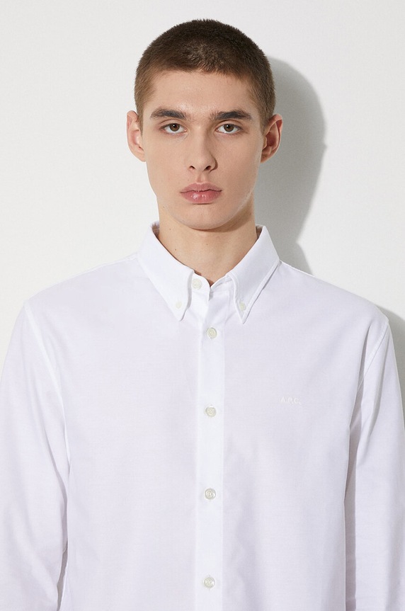 Bavlnená košeľa A.P.C. Chemise Greg COECK.H12499 biela