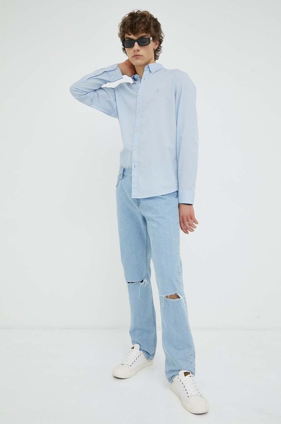 Odzież Marc O'Polo koszula bawełniana B21766842156 niebieski