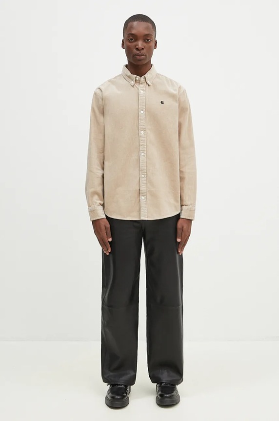 Carhartt WIP camicia in velluto a coste I029958.WALL.BLACK beige