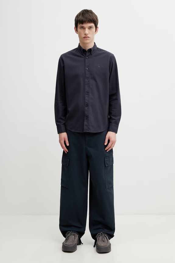 Carhartt WIP рубашка из хлопка для мужчин тёмно-синий I030238.DARK.NAVY