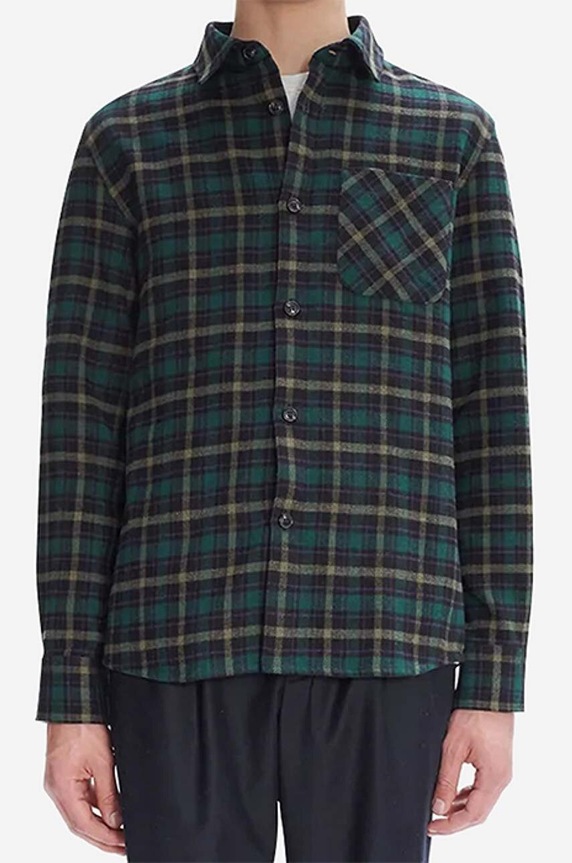 A.P.C. cămașă din lână Surchemise Trek COEZX.H02396 verde