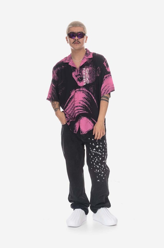 PLEASURES shirt Femme Camp Collar P23SP018 pink