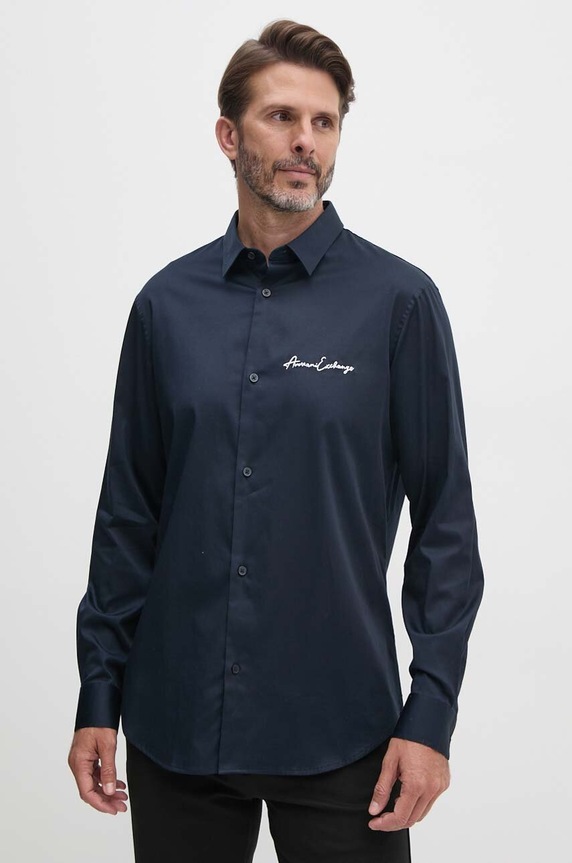 Košile Armani Exchange hladký námořnická modř 8NZC99.ZN10Z.NOS