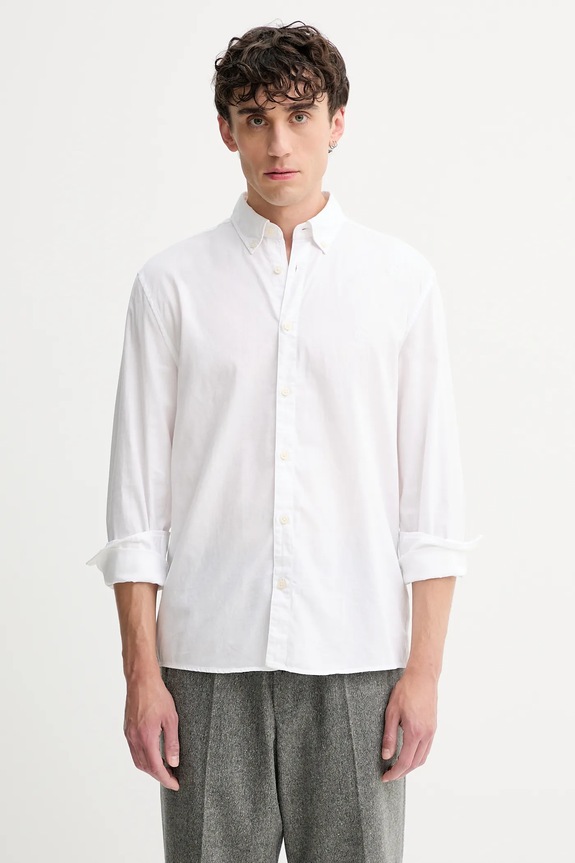 Βαμβακερό πουκάμισο Marc O'Polo μακρύ λευκό 5000009435