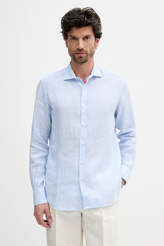 Lanena košulja MC2 Saint Barth casual plava PAMP001.01928H