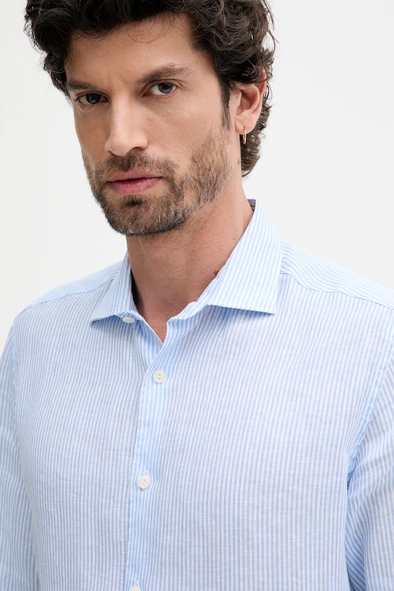 Lanena košulja MC2 Saint Barth plava PAMP001.01928H