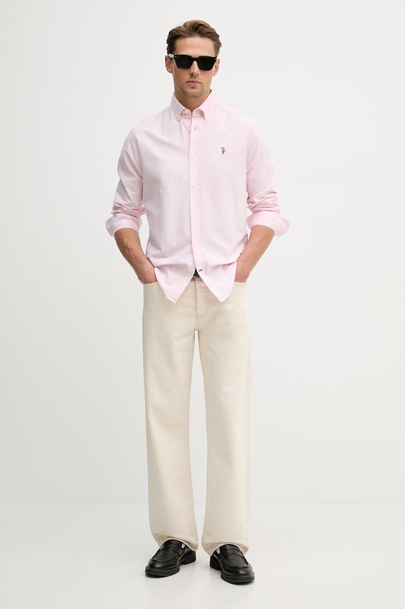 Βαμβακερό πουκάμισο U.S. Polo Assn. PEACHED OXFORD LS MUP3247 ροζ AA00