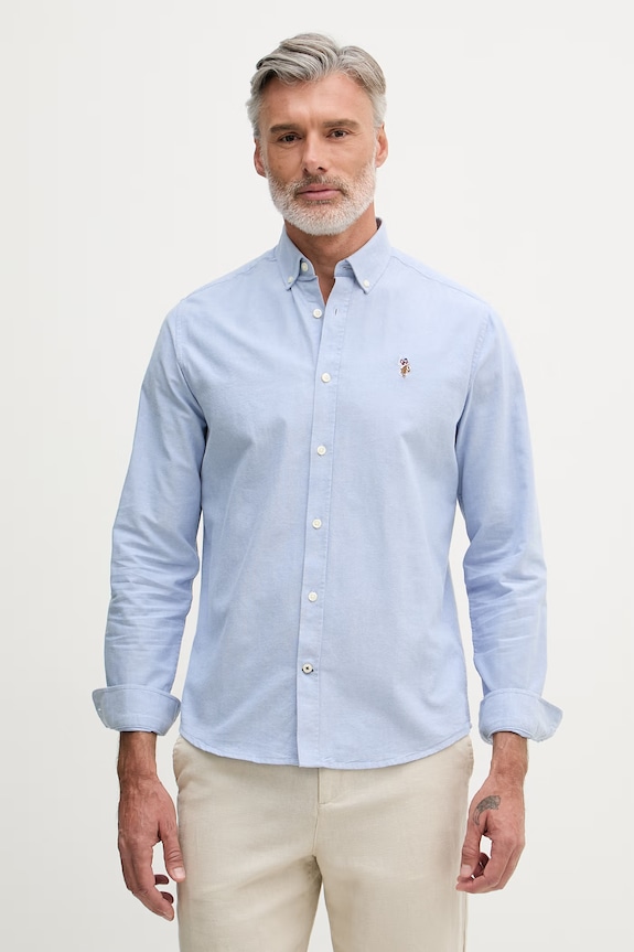 U.S. Polo Assn. košile pánská bavlněná PEACHED OXFORD LS modrá MUP3247