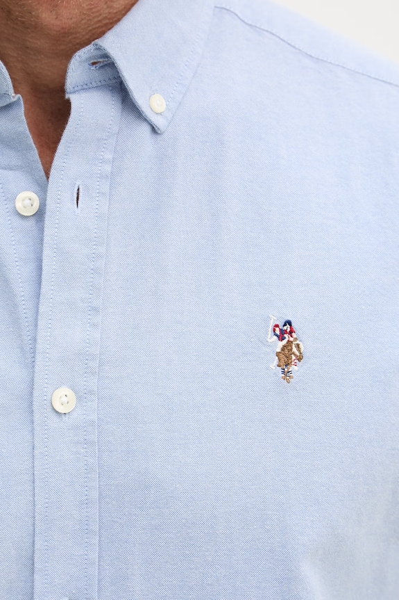 U.S. Polo Assn. košile pánská bavlněná PEACHED OXFORD LS MUP3247 modrá