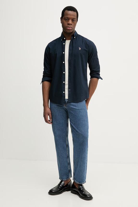 Pamučna košulja U.S. Polo Assn. PEACHED OXFORD LS MUP3247 mornarsko plava AA00