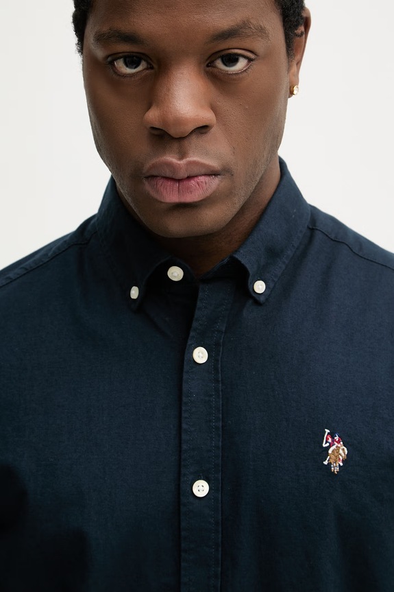 Pamučna košulja U.S. Polo Assn. PEACHED OXFORD LS mornarsko plava MUP3247