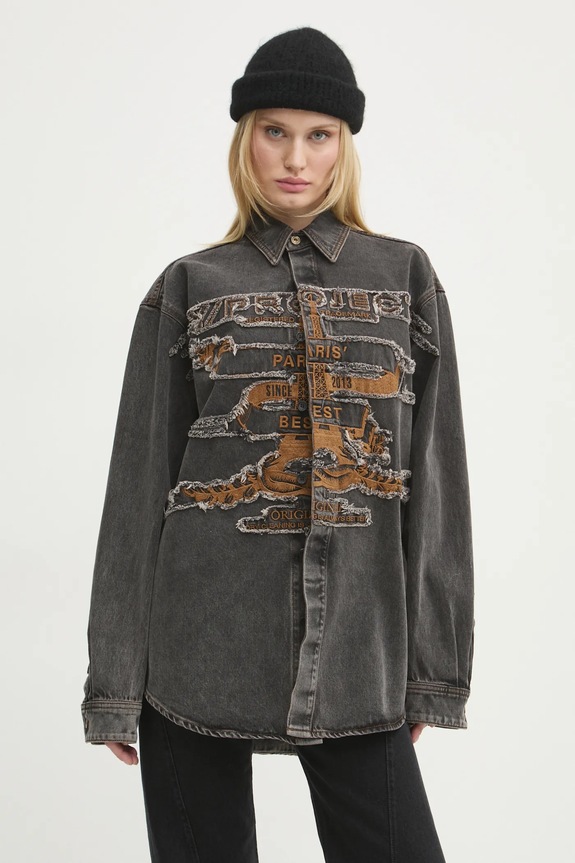 Oblečenie Rifľová košeľa Y/Project EVERGREEN PARIS' BEST PATCH DENIM SHIRT 207SI002 sivá
