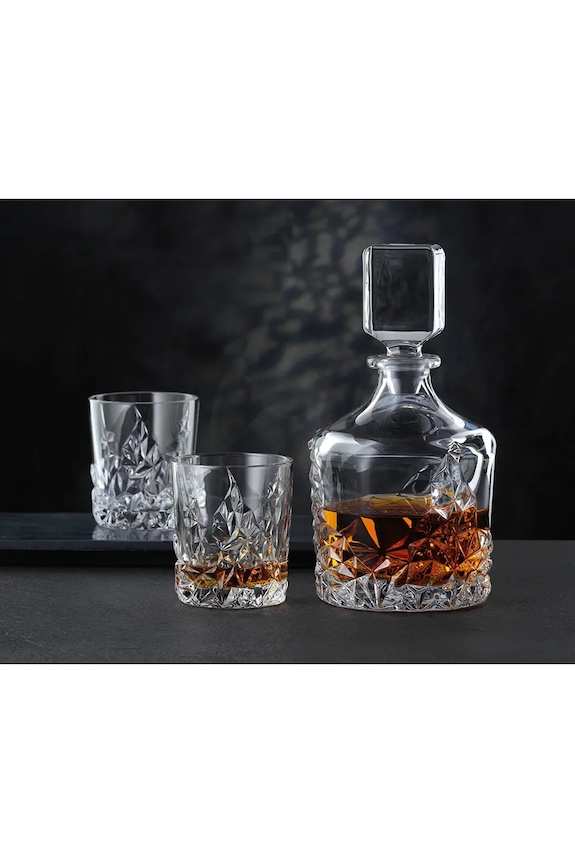 Nachtmann whiskys üveg poharakkal Sculpture Whisky 750 ml / 365 ml 3 db 101984 áttetsző AA00