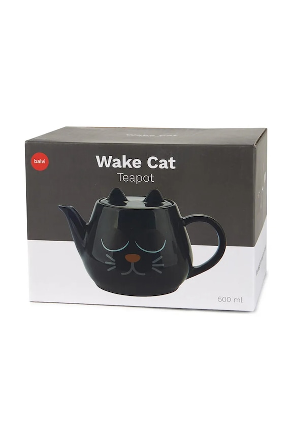 Balvi teáskanna Wake Cat 10,8 x 18 x 12 cm fekete 28143