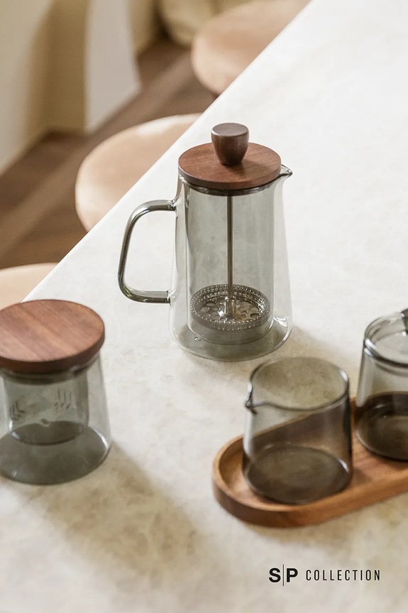 Kuchyňa a bar S|P Collection kanvica na kávu z farebného skla 350 ml 800203 sivá