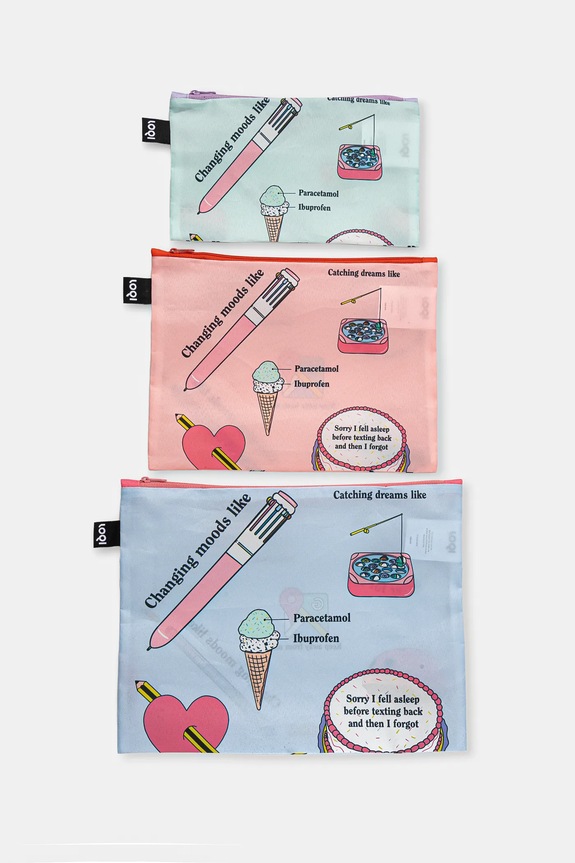 LOQI zestaw saszetek Giulia Hartz 3-pack multicolor Q.ZP.GH.PR