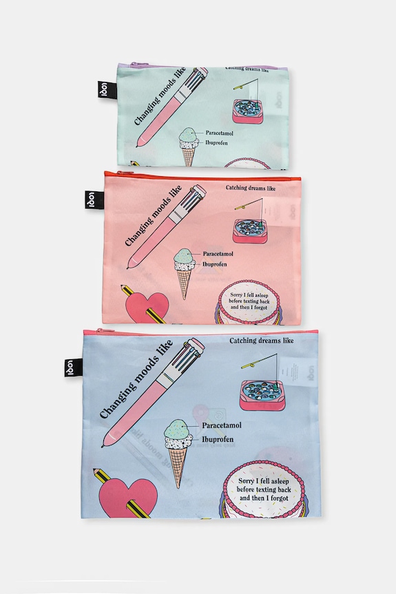 LOQI zestaw saszetek Giulia Hartz 3-pack multicolor Q.ZP.GH.PR