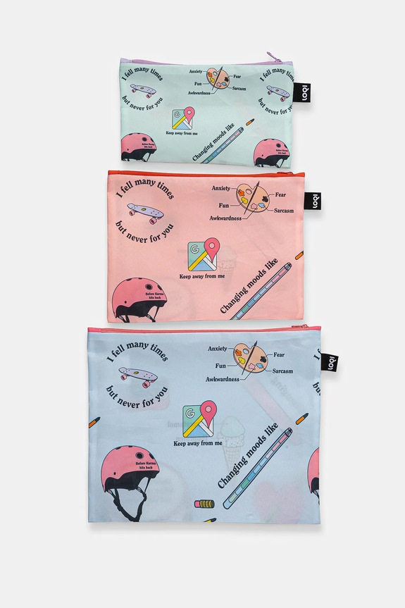 Akcesoria LOQI zestaw saszetek Giulia Hartz 3-pack Q.ZP.GH.PR multicolor