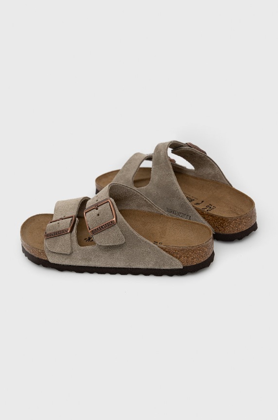 Shoes Birkenstock suede sliders Arizona VL 51463 brown