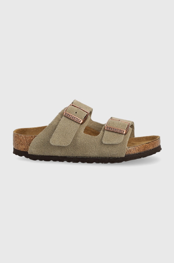 Birkenstock klapki zamszowe dziecięce beżowy 1021704