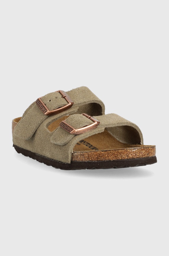 Birkenstock klapki zamszowe dziecięce 1021704 beżowy SS26