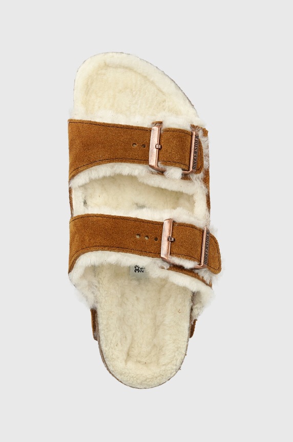 Birkenstock klapki zamszowe dziecięce brązowy 1017792