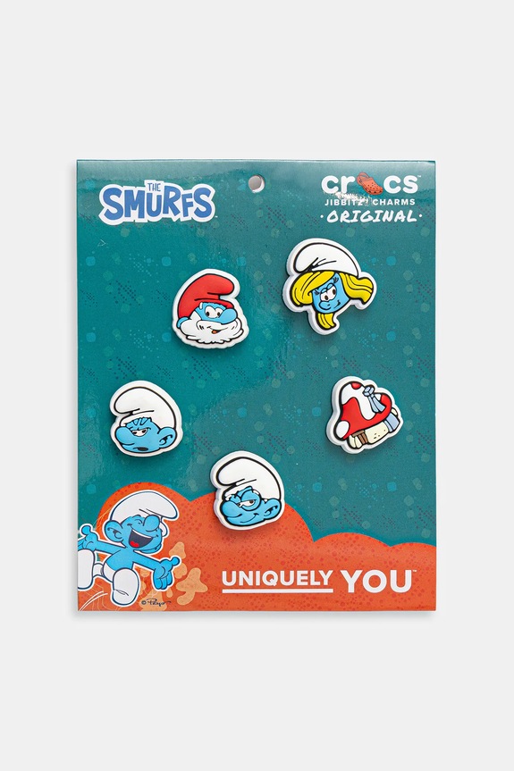 Κονκάρδες για παιδικά παπούτσια Crocs Smurfs 5-pack χαρακτήρες παραμυθιού λευκό 10014521.Smurfs.5.Pack