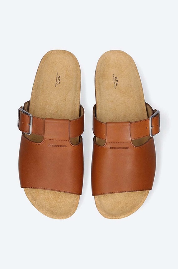 A.P.C. leather sliders Mules Gabriel brown PXBAA.H51044