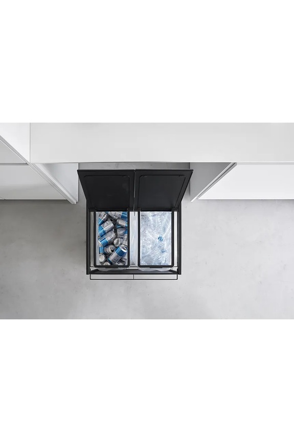 Kanta za smeće s dvije komore Yamazaki Tower crna 1821