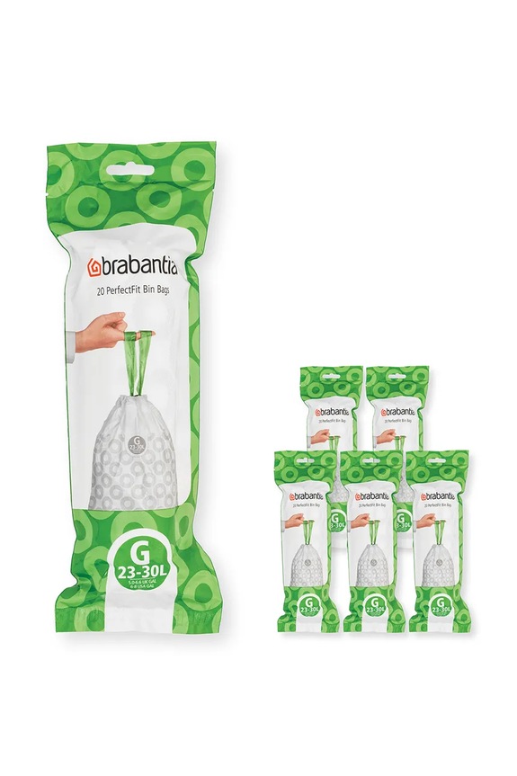 Vrečke za smeti Brabantia PerfectFit, G, 23-30 L, 6 x 20 szt. bela 138423