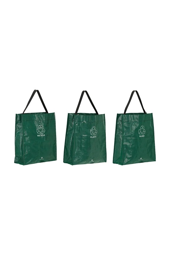 House Doctor saci de sortare a deșeurilor HDRecycle 38 x 15 x 44 cm 3-pack verde 900001102