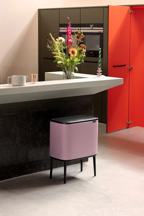 Brabantia kosz na śmieci ze stali malowanej proszkowo 11 + 23 l 255328 różowy