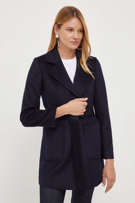 MAX&Co. płaszcz wełniany bez kaptura granatowy 40849923