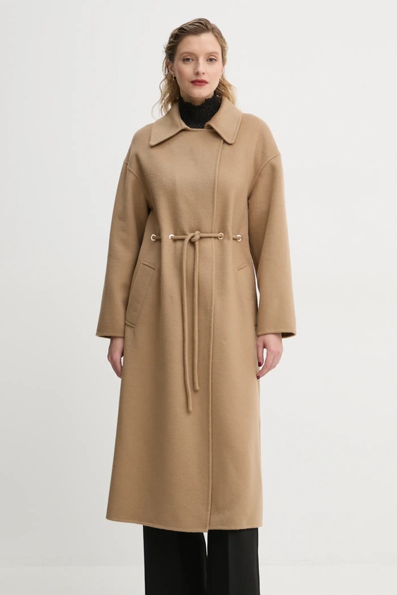 Μάλλινο παλτό BA&SH μαλλί καφέ 1E22KATE