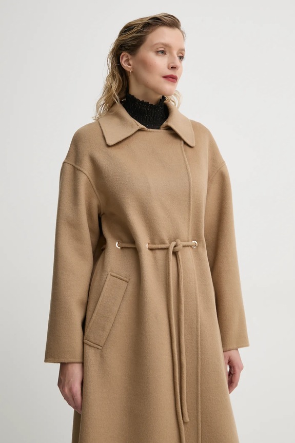 Μάλλινο παλτό BA&SH καφέ 1E22KATE