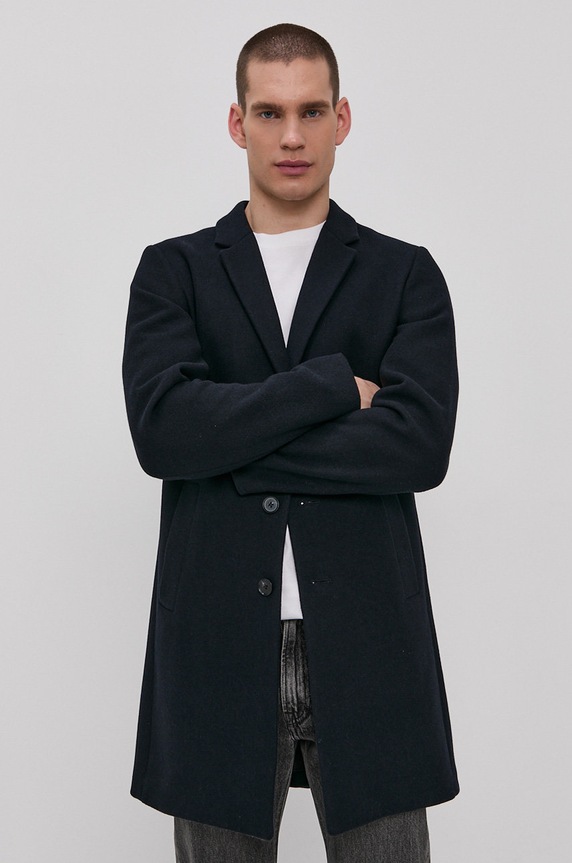 Jack & Jones - Kabát bez kapucne tmavomodrá 12171374