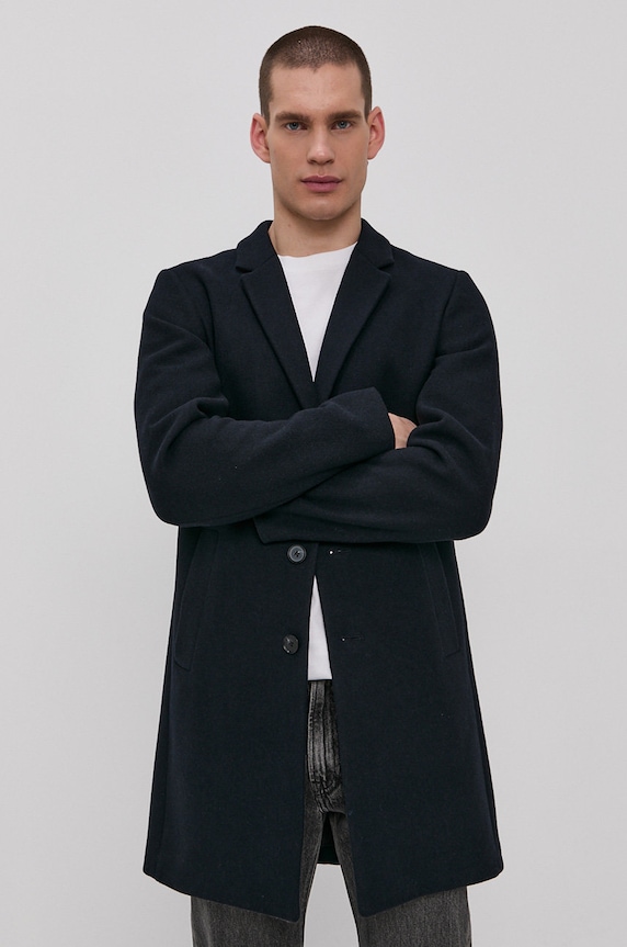 Jack & Jones - Kabát bez kapucne tmavomodrá 12171374