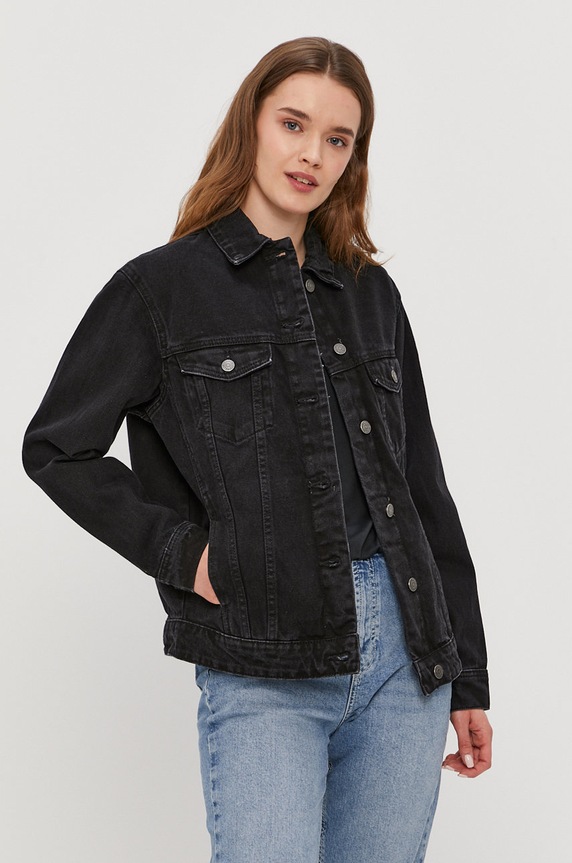 Vero Moda Kurtka jeansowa bez kaptura czarny 10226052