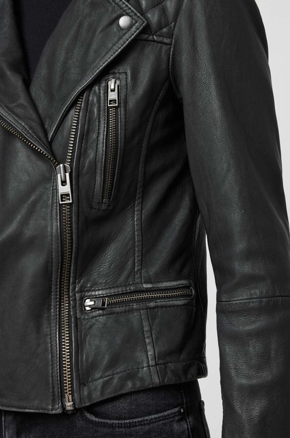Kožená bunda AllSaints čierna WL047C