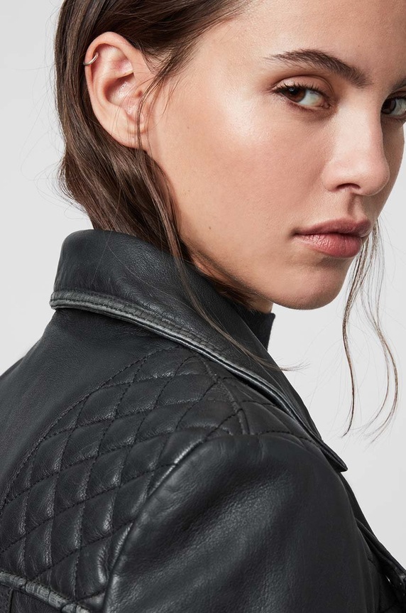 Kožená bunda AllSaints WL047C čierna AA00