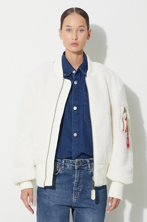 Куртка-бомбер Alpha Industries Ma-1 Teddy без капюшона бежевый 108102.16