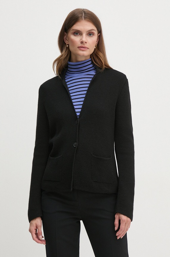 United Colors of Benetton cardigan din amestec de lână negru 1235D6934