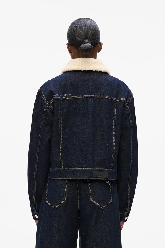 Pamučna traper jakna Karl Lagerfeld IKON A4W14025 mornarsko plava AA00