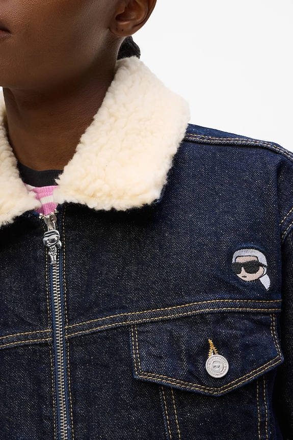 Ρούχα Βαμβακερό τζιν μπουφάν Karl Lagerfeld IKON A4W14025 σκούρο μπλε