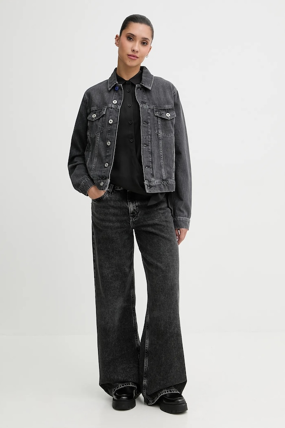 Βαμβακερό τζιν μπουφάν Karl Lagerfeld Jeans A3W14063 γκρί AA00