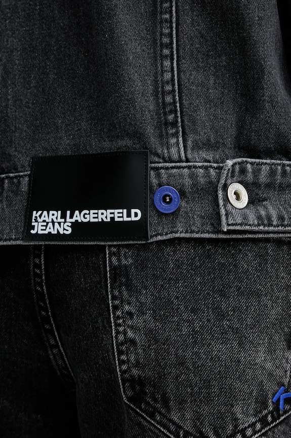 Βαμβακερό τζιν μπουφάν Karl Lagerfeld Jeans A3W14063 γκρί