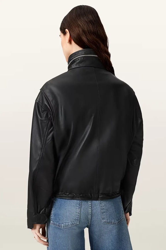 AllSaints bunda bomber dámska kožená W110LD čierna AA00