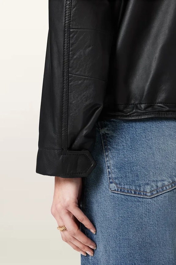 AllSaints bunda bomber dámska kožená W110LD čierna